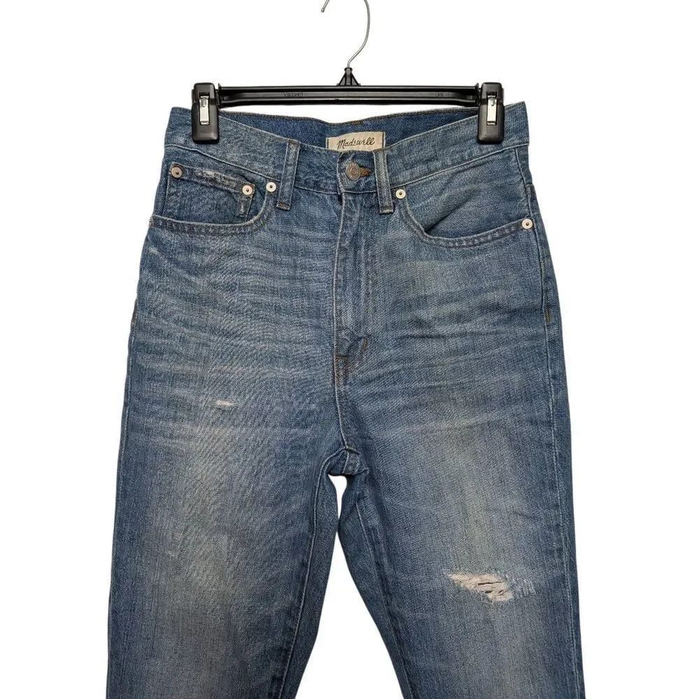 Madewell rigid skinny high waisted distressed style jeans